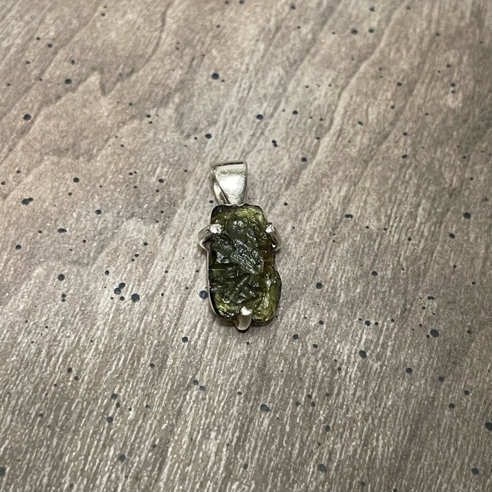 Moldavite Pendant for Necklace in 925 Sterling Silver *Genuine*